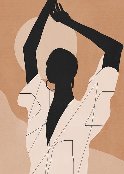 Minimale abstrakte Kunst Sonnenuntergang Mädchen von ThingDesign 
