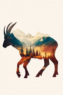 Berggeit in het bos van Poster Art Shop