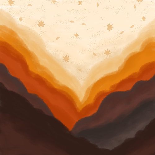 Autumn gradation earth tone watercolor