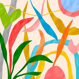 Playful Tropical Leaf Abstract by Georgia Chagas