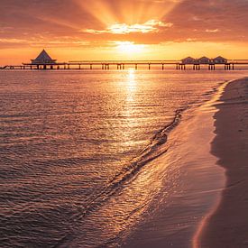 Seebrücke Heringsdorf im Sonnenaufgang von Martin Wasilewski