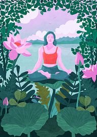 Peaceful Lotus Meditation by Sylwia Kubus