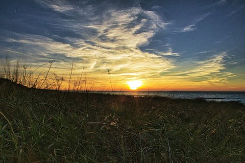 Zonsondergang op het strand van Zingst, romantisch