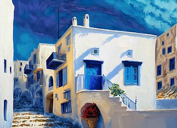 A typical village in Greece as a painting by Tilo Grellmann