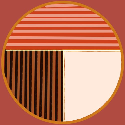Cirkel in een vierkant - abstracte geometrie in warme aardse kleuren van nachtfarbenart