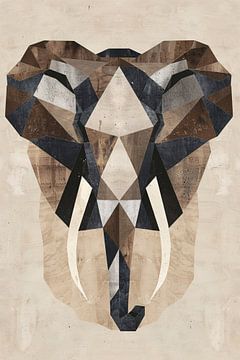 Monochromes geometrisches Elefanten-Kunstwerk von De Muurdecoratie