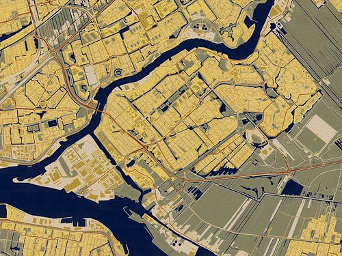 Carte de Krimpen aan den IJssel dans le style de Gustav Klimt