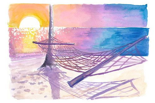 Coucher de soleil tropical Hamac Sérénité grâce à la brise marine