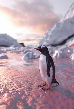 Pinguïn in een ijzige omgeving van fernlichtsicht