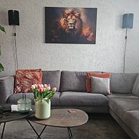 Klantfoto: Leeuw de digitale koning van de jungle van Digitale Schilderijen, op canvas