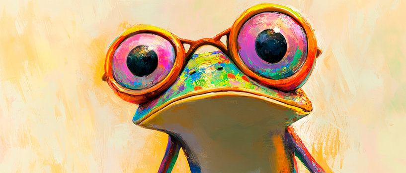 Bunte Blicke – Die kluge Froschbrille  Farbenfrohe Augen –  von Poster Art Shop