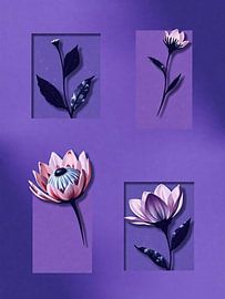 Botanical quartet in violet by A.D. Digital ART