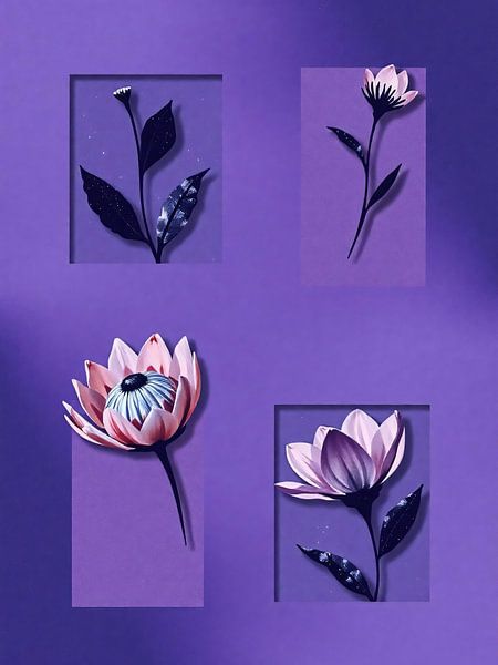 Botanisches Quartett in Violett von A.D. Digital ART