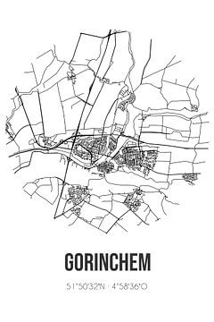Gorinchem (Zuid-Holland) | Landkaart | Zwart-wit van Rezona