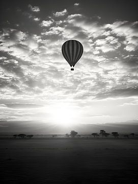 Luchtballonnen in Afrika, zwart-wit V2 van drdigitaldesign