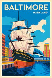 Baltimore, Maryland Vintage Travel Poster by Poster Art Shop