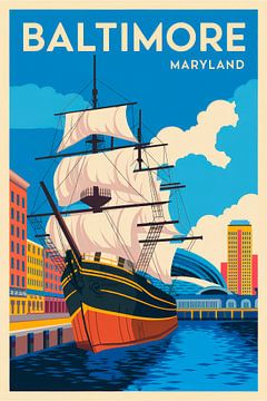 Baltimore, Maryland Vintage Reisposter van Poster Art Shop