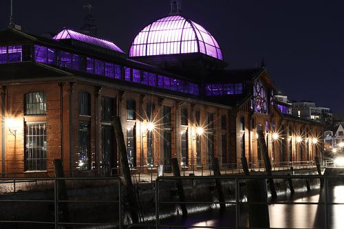 Hamburger Fischmarkthalle bei Nacht