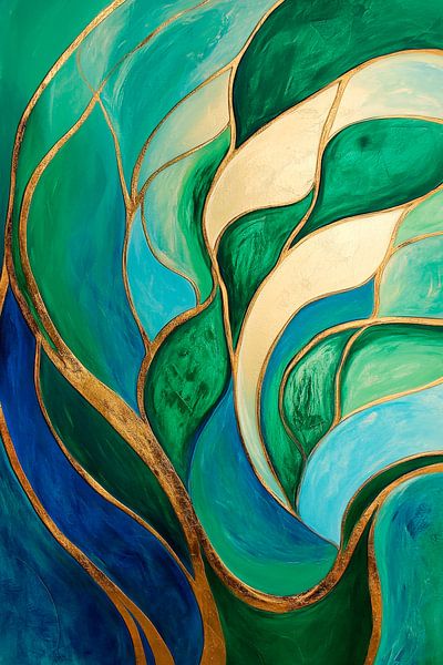 Art abstrait des vagues vertes par Poster Art Shop