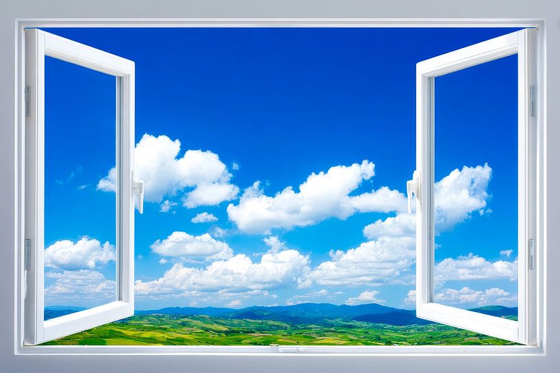 une vue imprenable sur le ciel bleu et les paysages verdoyants par Egon Zitter