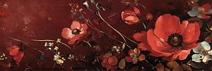 Red Wealth | Red Flower Art sur Blikvanger Schilderijen