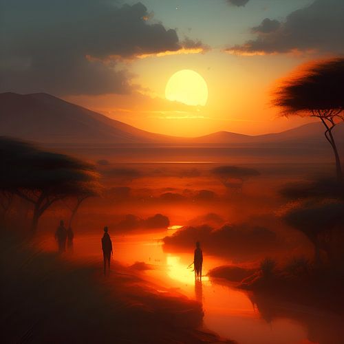 People fishing at sunset