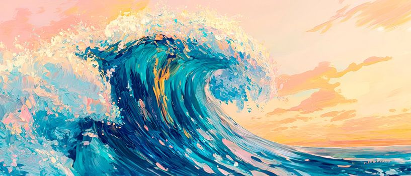 Lively wave at sunset by Poster Art Shop