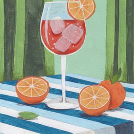 Aperol Spritz, Stilleven Zomer Cocktail heldere kleuren van Caroline Bonne Müller