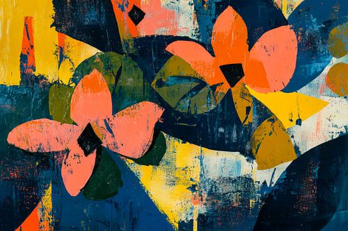 Abstracte bloemen in levendige kleuren