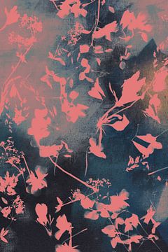 Botanische print van cyanotype in roze en blauw van Studio Allee