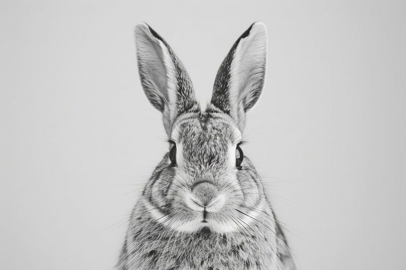 Kaninchen-Porträt in Schwarz-Weiß von Poster Art Shop