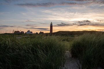 Zonsondergang Vuurtoren Eierland op Texel van Lambertus van der Vegt