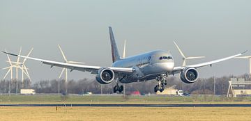 Landende Qatar Airways Boeing 787-8 Dreamliner.