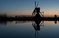 Molen "Hoogland" nabij Leeuwarden net na zonsondergang
