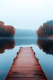 Chemin brumeux au bord du lac sur Poster Art Shop