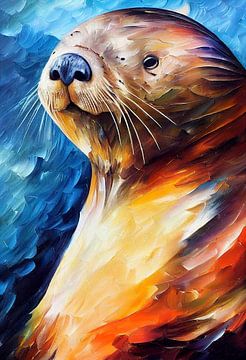 Colorful portrait of a Sea Otter by Whale & Sons