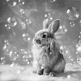 Oops! A rabbit in the bathroom - a charming bathroom picture for your WC by Poster Art Shop