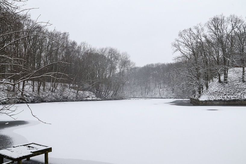 Bevroren meer met laagje sneeuw by victor truyts