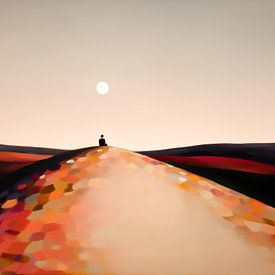 Paysage minimaliste avec la lune et une silhouette sur Thea