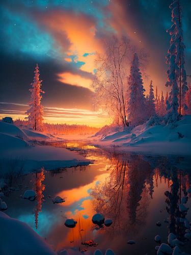 Coucher de soleil hivernal