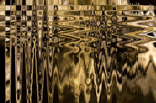 Abstrakte skurrile Formen in Gold mit Schwarz