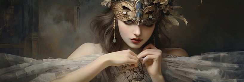 Mystery in Gold | Portrait Gold tones by Eye catching paintings