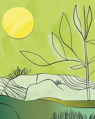 Abstrakte Landschaft in Frühlingsgrün