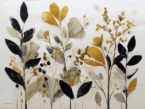 Feuilles botaniques minimalistes aux tons neutres