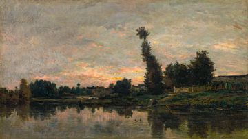 Charles François Daubigny,zonsondergang op de rivier Oise