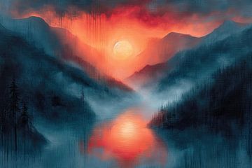 Abstract Sunset | Ember Whisper by Kunst Kriebels