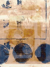 Abstract geometric in rusty brown and blue by Dina Dankers