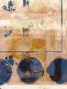 Abstract geometrisch in roestbruin en blauw van Dina Dankers