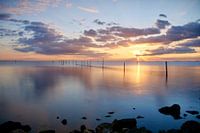 Ijsselmeer avec coucher de soleil