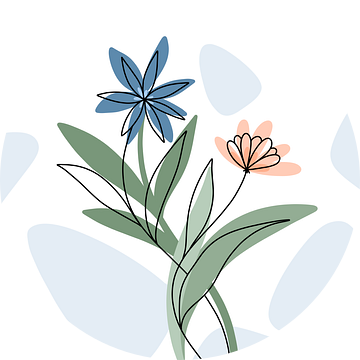 Bloemen blauw en koraal - modern elegant illustratie van Studio Hinte